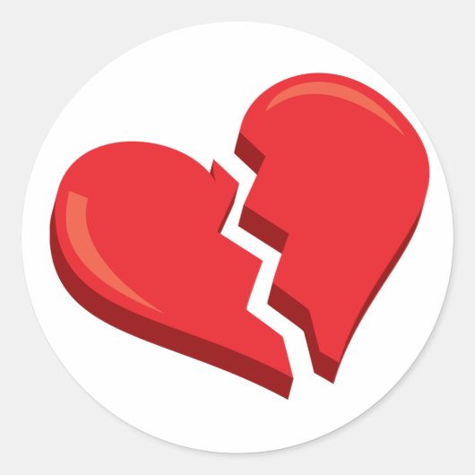 Sticker Rond simplement un cœur brisé (Devant)