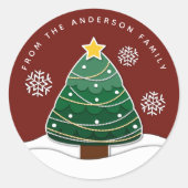 Sticker Rond Simples Flammes de neige d'hiver Noël Rouge (Devant)