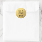 Sticker Rond Simplicité LOVE Faux Gold Foil Mariage Initiales P (Sac)