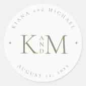 Sticker Rond Simply Chic Mariage Initiales Pearl White ID1046 (Devant)