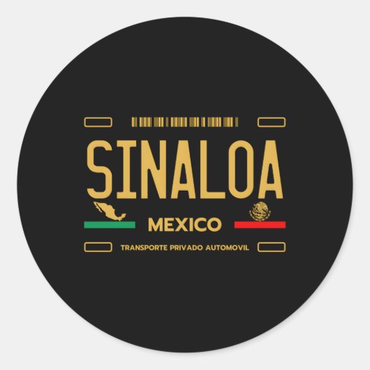 Sticker Rond Sinaloa Mexique Plaque de licence Esthétique Sinal (Devant)