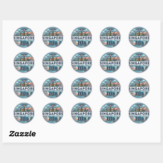 Sticker Rond Singapore (Feuille)