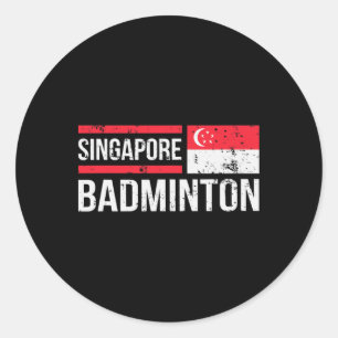 Sticker Rond Singapour Badminton Drapeau Raquette Sport Birdie