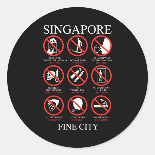 Sticker Rond Singare Fine City Funny Rules  (Devant)
