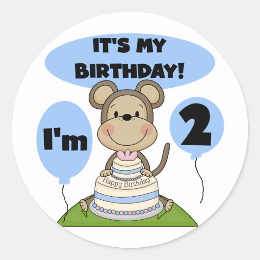 Sticker Rond Singe Anniversaire Garçon 2e T-shirts et cadeaux (Devant)