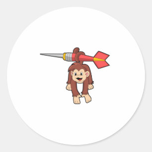 Sticker Rond Singe aux fléchettes avec Dart