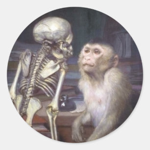 Sticker Rond Singe Avant Squelette