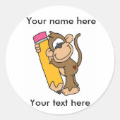 Sticker Rond Singe Avec Crayon (Devant)