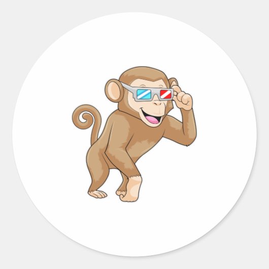 Sticker Rond Singe avec lunettes (Devant)