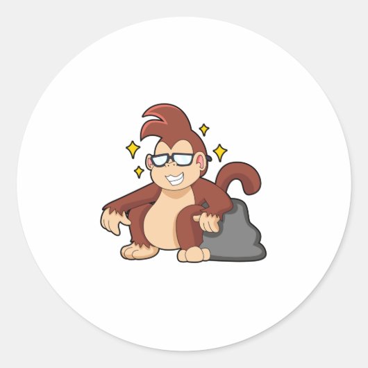 Sticker Rond Singe avec lunettes de soleil (Devant)