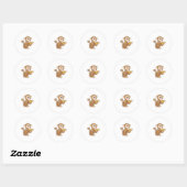 Sticker Rond Singe avec morceau de pizza (Feuille)