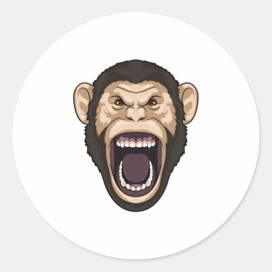 Sticker Rond Singe avec poils noirs (Devant)