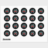 Sticker Rond Singe Boxer Avec Gants Boxer Kickboxing Funny B (Feuille)