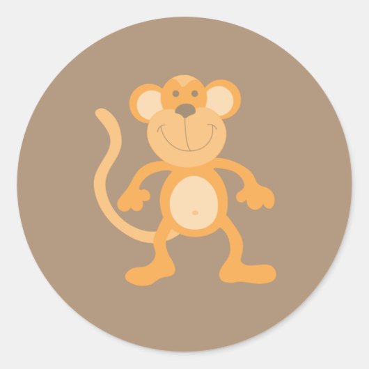 Sticker Rond Singe caricaturale mignon (Devant)