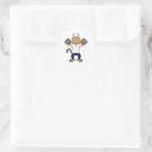 Sticker Rond Singe comme cuisson avec assiettes de service (Sac)