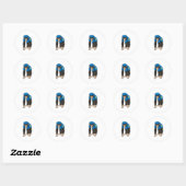 Sticker Rond Singe comme policier avec Uniforme (Feuille)