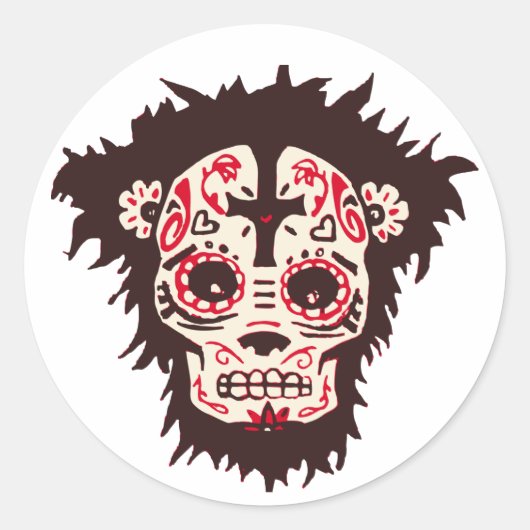 Sticker Rond singe crâne de sucre (Devant)