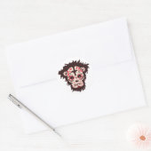 Sticker Rond singe crâne de sucre (Enveloppe)
