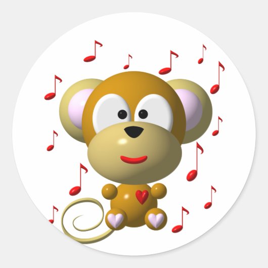 Sticker Rond Singe de musique (Devant)