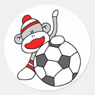Sticker Rond Singe de soccer