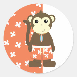Sticker Rond Singe de surf