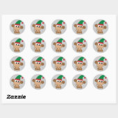 Sticker Rond Singe des elfes de Noël (Feuille)