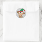 Sticker Rond Singe des elfes de Noël (Sac)
