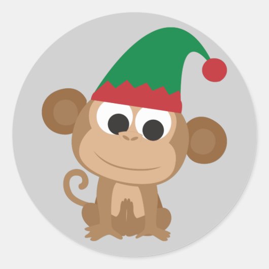 Sticker Rond Singe des elfes de Noël (Devant)