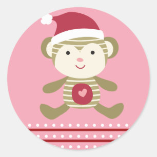 Sticker Rond Singe d'hiver de 20 à 1,5 pouces d'enveloppe à San