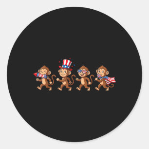Sticker Rond Singe drôle Drapeau américain américain 250 ans 4