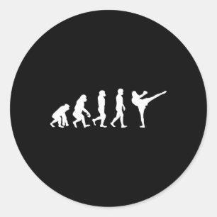 Sticker Rond Singe humain drôle d'évolution de gorille Karaté B