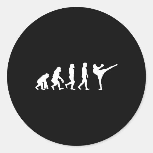 Sticker Rond Singe humain drôle d'évolution de gorille Karaté B (Devant)