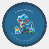 Sticker Rond Singe imaginaire mignon (Devant)