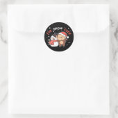 Sticker Rond Singe Je T'Aime Neige Beaucoup Snowman Pun Classic (Sac)