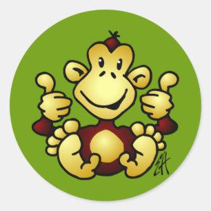Sticker Rond Singe maniaque