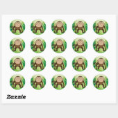 Sticker Rond Singe mignon (Feuille)