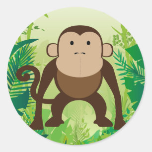 Sticker Rond Singe mignon