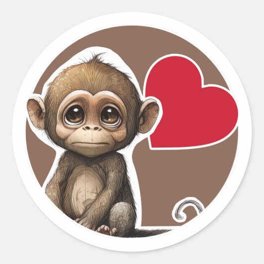 Sticker Rond Singe mignon (Devant)