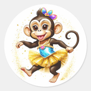 Sticker Rond Singe mignon