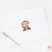 Sticker Rond Singe Noël Neige Hiver Animaux Singes (Enveloppe)