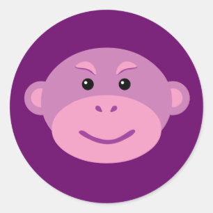 Sticker Rond Singe pourpre