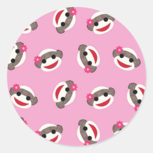 Sticker Rond Singe rose