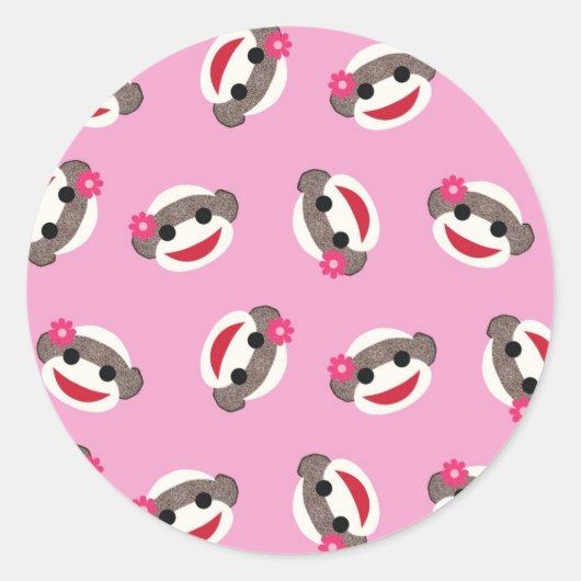 Sticker Rond Singe rose (Devant)