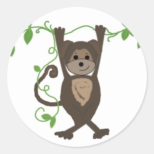 Sticker Rond Singe sur les vignes (Devant)