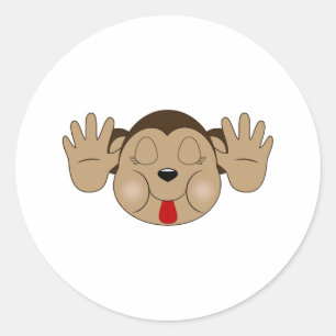 Sticker Rond Singe tirant la langue