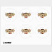 Sticker Rond Singe tirant la langue (Feuille)