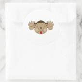 Sticker Rond Singe tirant la langue (Sac)