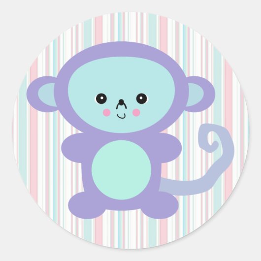 Sticker Rond singe violet mignon (Devant)