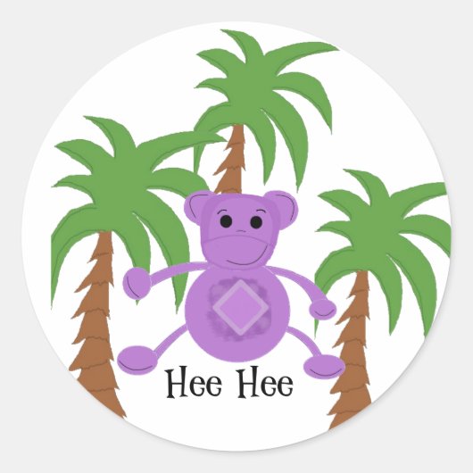 Sticker Rond Singe Violet Ridicule (Devant)