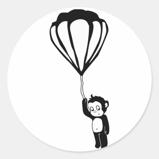 Sticker Rond singe volant : montgolfière (Devant)